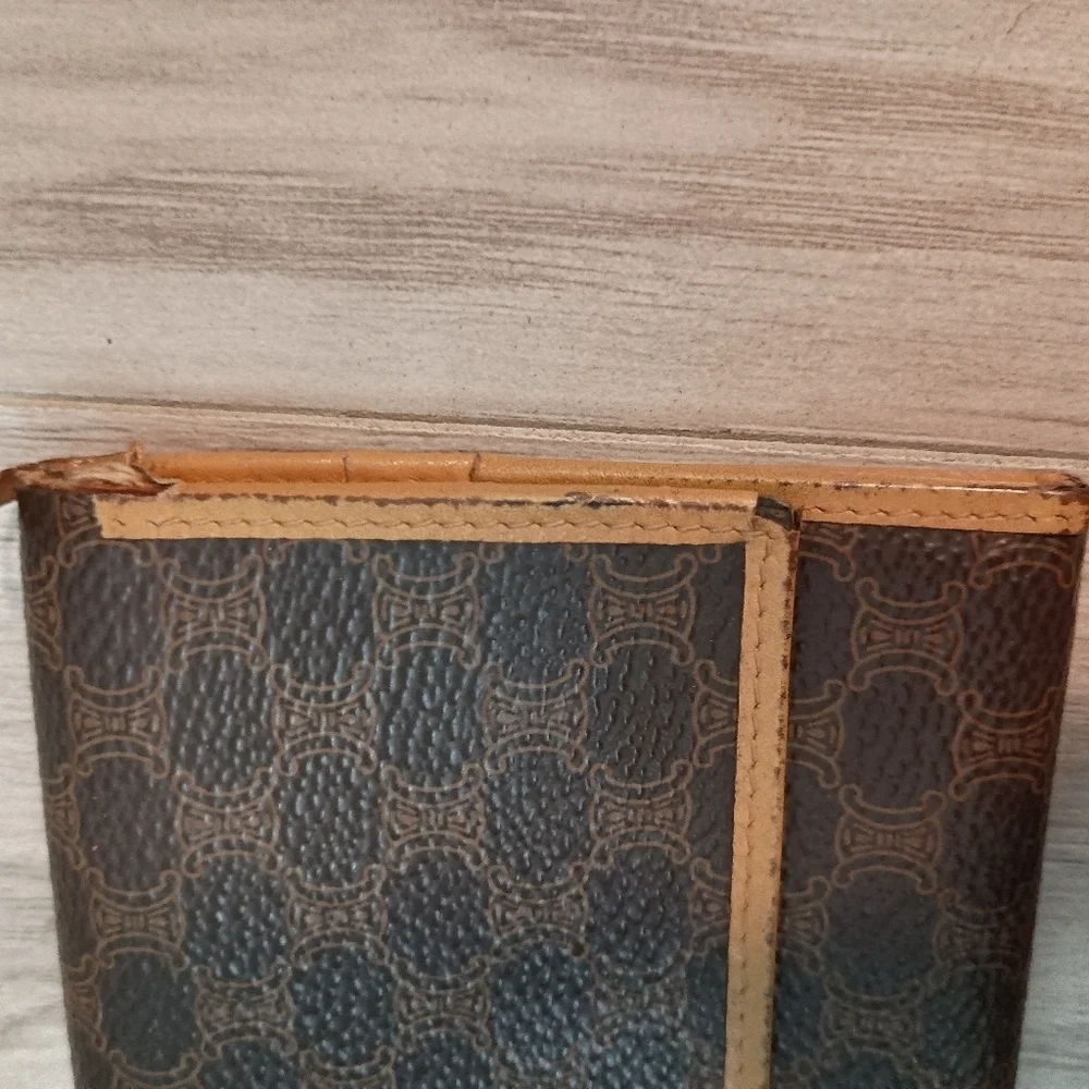 Authentic, Celine Canvas Brown Macadam Long Bi-fold Wallet
